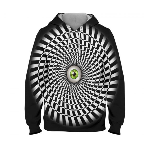 Graphic Illusion Black Circle Hoodie – 3D Printed Pullover Hoodie
