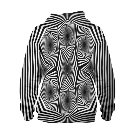 Graphic Illusion Black White Hoodie – 3D Printed Pullover Hoodie