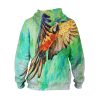 Green Parrot – 3D Printed Pullover Hoodie