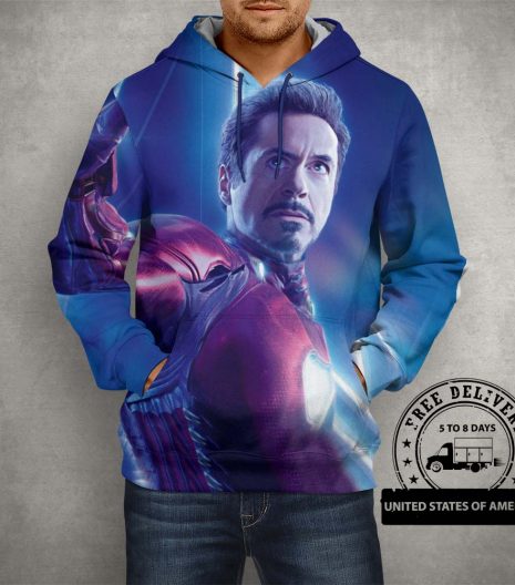 Iron Man Blue Hoodie – 3D Printed Pullover Hoodie