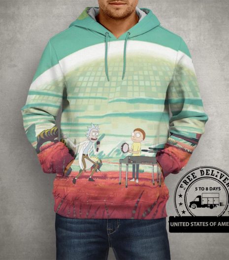 Rick & Morty Party on Planet Hoodie – 3D Printed Pullover Hoodie
