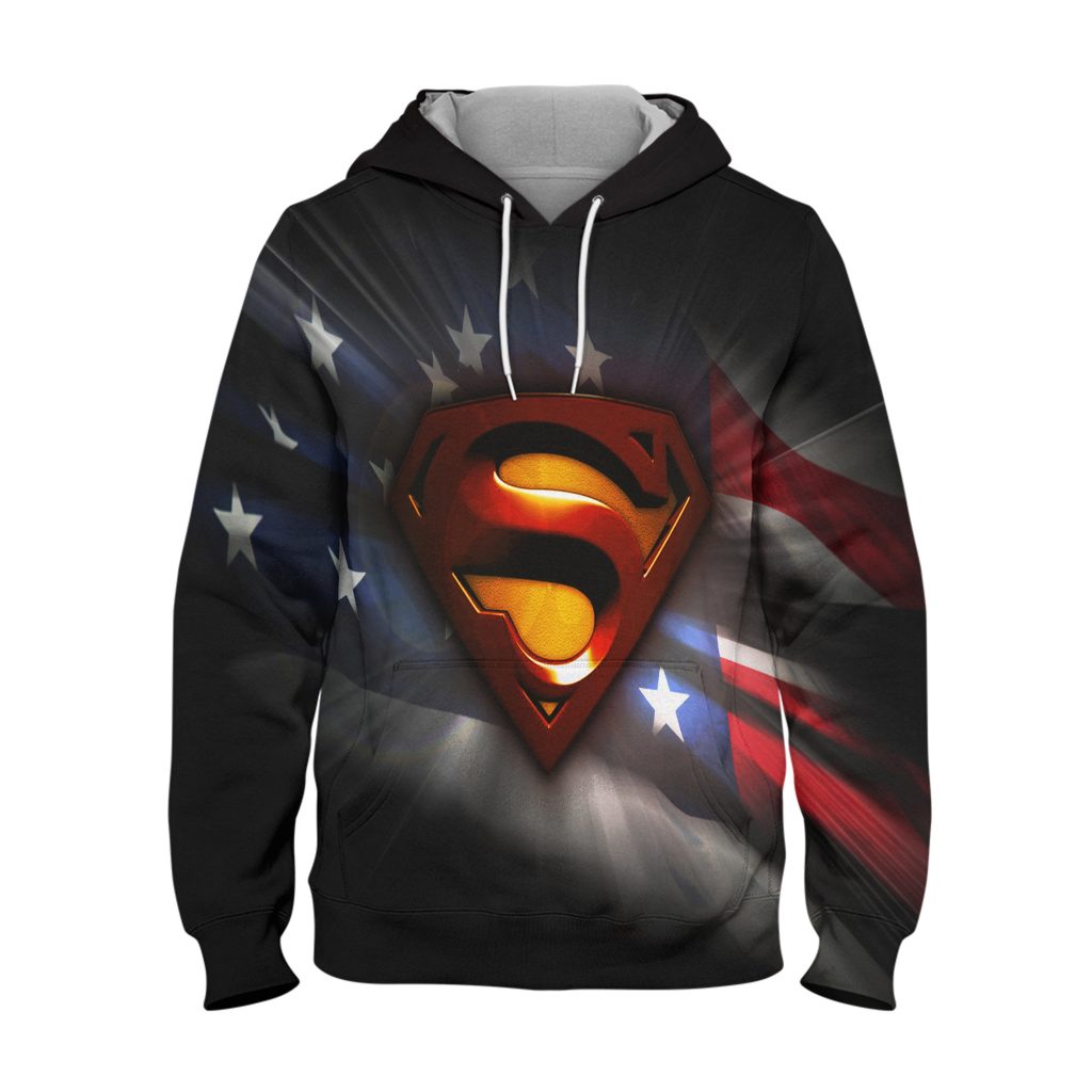 Superman Black Hoodie – 3D Printed Pullover Hoodie