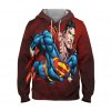Superman Red Hoodie – 3D Printed Pullover Hoodie