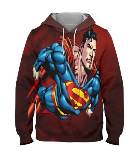 Superman Red Hoodie – 3D Printed Pullover Hoodie