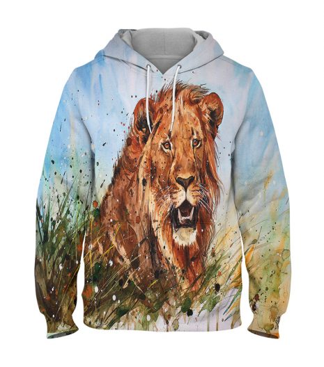 Water Colour Lion – 3D Printed Pullover Hoodie