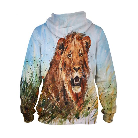 Water Colour Lion – 3D Printed Pullover Hoodie