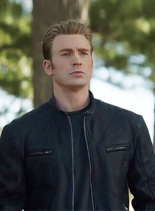 Avengers Endgame Steve Rogers Black Leather Jacket