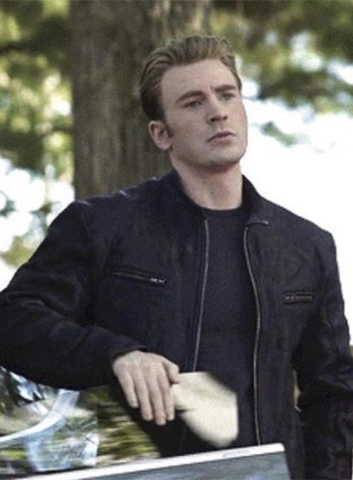 Avengers Endgame Steve Rogers Black Leather Jacket