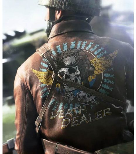 Battlefield 5 Death Dealer Skull Brown Leather Jacket
