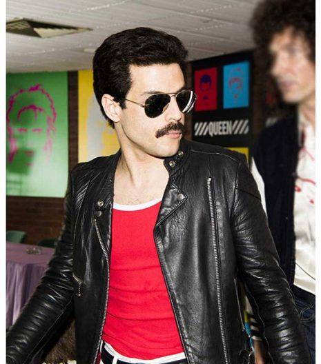Rami Malek Bohemian Rhapsody Black Racer Leather Jacket