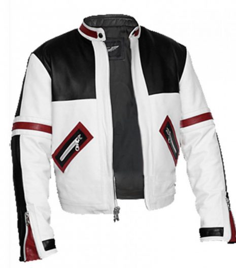 Chaser Box Black And White Biker Leather Jacket For Men